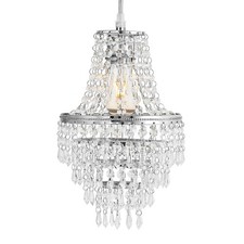 Acrylic Teardrop Pendant Light shade Chrome Frame Easy Fit Crystal Acrylic