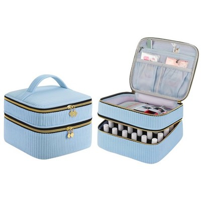 ZFZGFRCS Nail Polish Organizer- Holds 30 Bottles, 9.6'' x 7.5'' x 5.5'', Blue