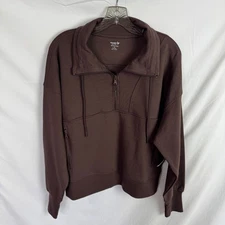 Old Navy Active Women's Quarter Zip Sweatshirt Top Size XL Brown NEW