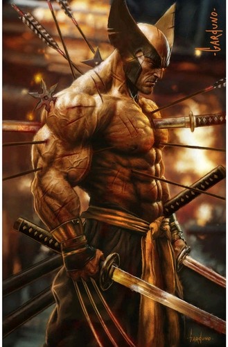 WOLVERINE BLOODY BATTLE DAMAGE BY VICTOR GARDUNO VIRGIN HOLOFOIL LIMITED 250 NM