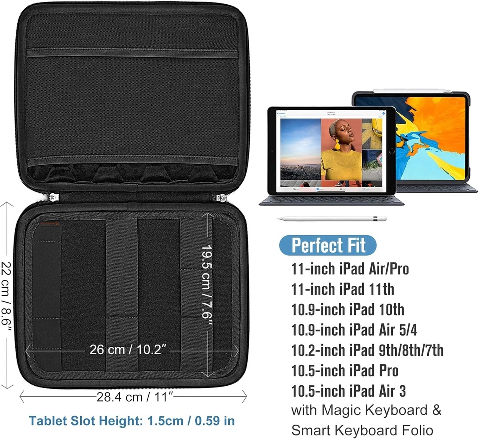 Funda rígida portafolio para tableta iPad de 11 pulgadas con bolsillo para accesorios Foto 2 de 4