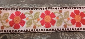 80" -Retro/BOHO "Flower Power" Sewing Trim Ribbon 1 1/2" Wide -Orange Green NEW