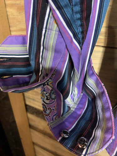 Robert Graham L Classic Fit Striped Button Shirt Purple Black Bold Paisley - Picture 13 of 21
