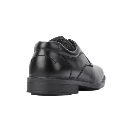 Mens Hush Puppies Heathcote Extra Wide Leather Work Black Lace Up Shoes - Picture 5 of 6