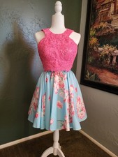 Sherri Hill Prom Formal Dress Style 32245 Two Piece Lace Crop Top Floral Skirt