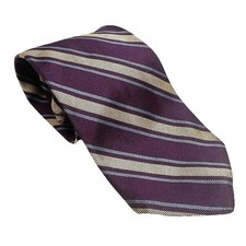 Vintage Brooks Brothers Makers 100 Silk Purple Gold Stripe Wide Tie Made in USA