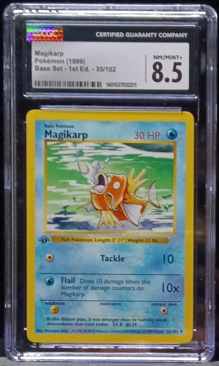 Pokémon 1999 Base Set 1st Edition Magikarp 35/102 English CGC 8.5