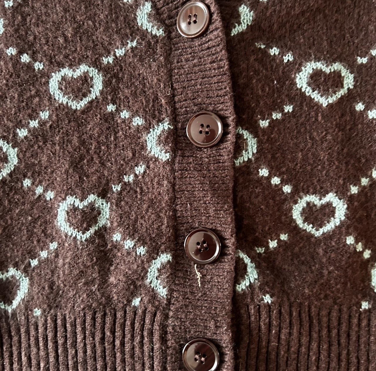 Witty Fox Brown Heart Pattern Button Cardigan Swe… - image 3
