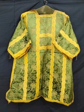 vintage church vestment chasuble metallic & silk brocade christian itA5