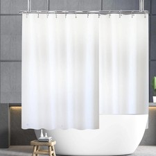 White Short 60 Inch Shower Curtain for Clawfoot Tub, 180X60 Wrap around L
