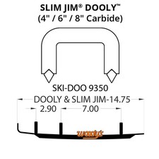 Varillas de desgaste de carburo Woodys Slim Jim Dooly Performance-8 pulgadas. para Ski-Doo 2006-2008