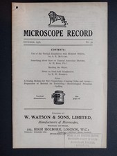 Watson's Microscope Record 1936 No. 39 W Watson & Sons Binocular Microscope