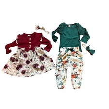 Lot of 2 Brand New Baby Girls 18-24 mos Sets Dress and Romper Bunny Flowers