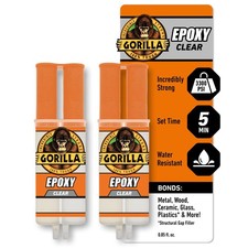 Gorilla 2 Part Epoxy, Clear 0.85 Ounce Syringe Pack 2 - Pack,