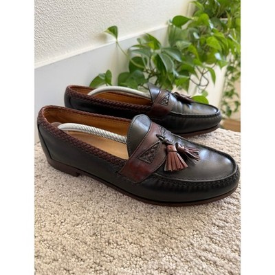 Allen Edmonds MAXFIELD Tassel Loafers Men 11 EEE WIDE BLACK BROWN LEATHER WOVEN