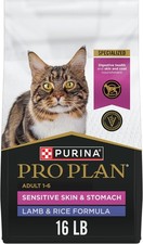 Purina Pro Plan Sensitive Skin and Stomach Cat Food, Lamb and Rice Formula, 16lb