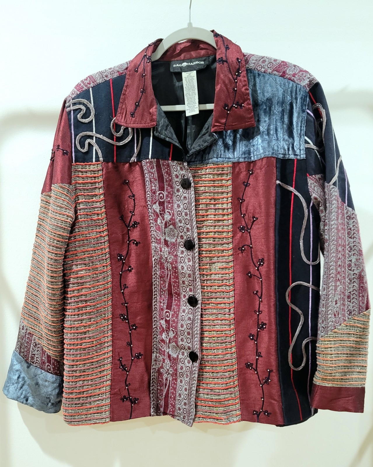 ARTSY Sag Harbor Abstract Patchwork Tapestry Blaz… - image 1