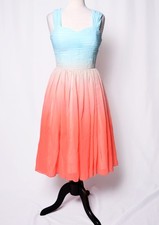 UNIQUE VINTAGE BLUE TO PEACH OMBRE EVENING DRESS PROM RETRO – NEW Sz M