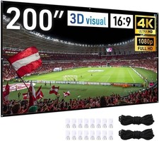 200 Inch Projector Screen Outdoor, 4K Full HD...