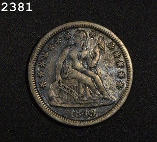 1849 Liberty Seated Dime "VF "