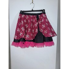 Monster High skirt pink black houndstooth design with skullettes tulle large