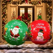 2Pcs 32 inch Giant Inflatable Christmas Balls Large PVC Decorated Ball Blow Up