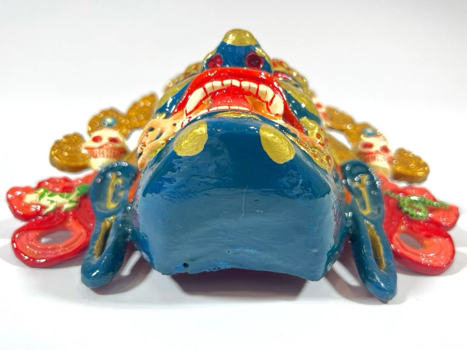 Balinese Barong Mask Carved Wood Painted Wall Art ~6x6” Folk Decor - Image 4 of 4