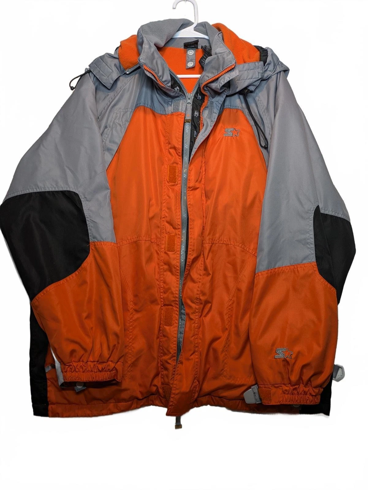 Starter Insulated Hooded Jacket Colorblock Outdoor Winter Coat Mens Large