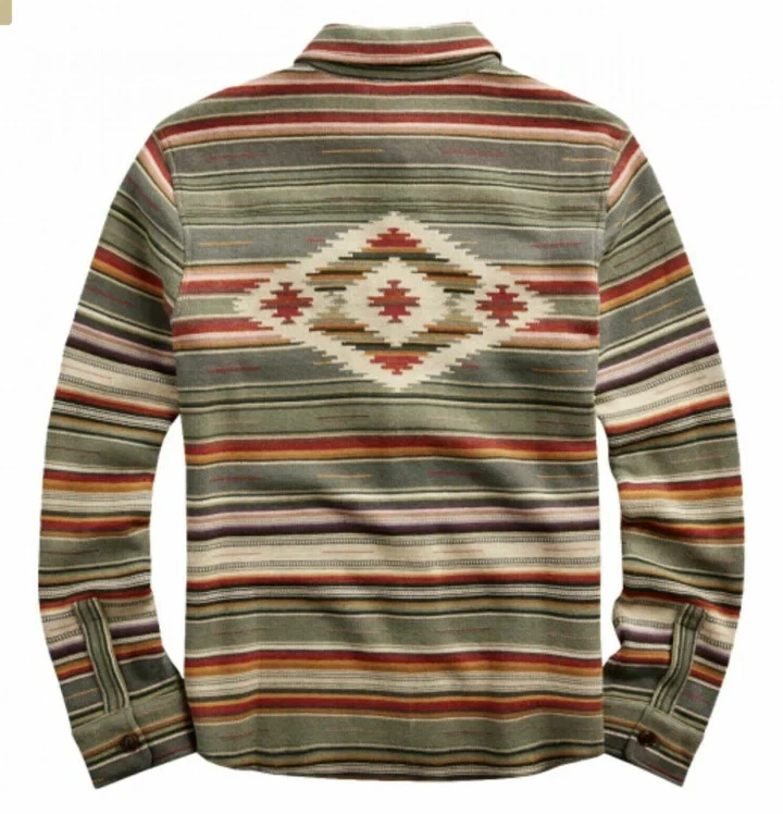 $890 RRL Ralph Lauren 1960s Southwest Serape Cotton Linen Sweater Shirt M Medium - Image 3 of 3