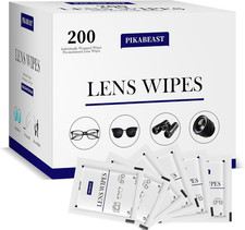 200 Count Lens Wipes for Eyeglasses, Individually Wrapped Pre- Moistened Wipes