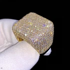 3Ct Round Cut Real Moissanite Cluster Men's Wedding Ring 14K Yellow Gold Plated
