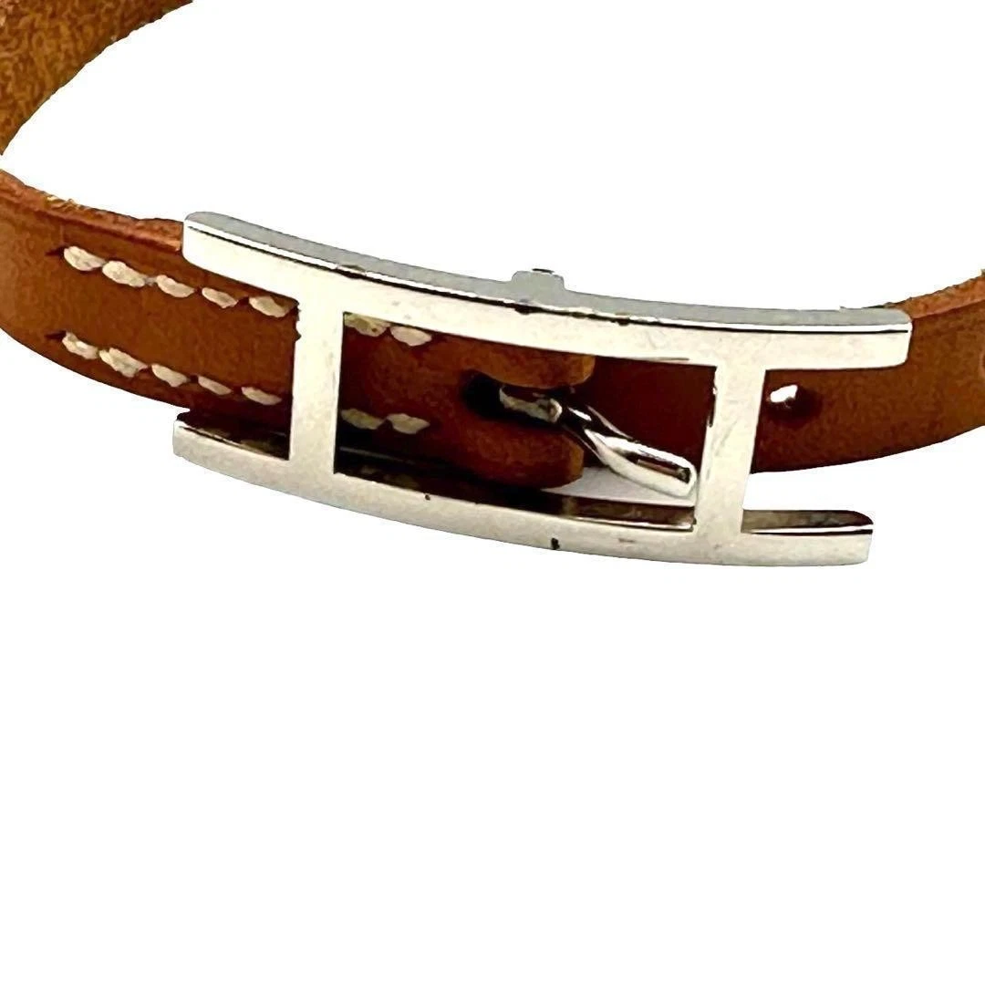 HERMÈS Bracciale Hermes pelle marrone argento usatoo ottim senzala scat 8 07ici