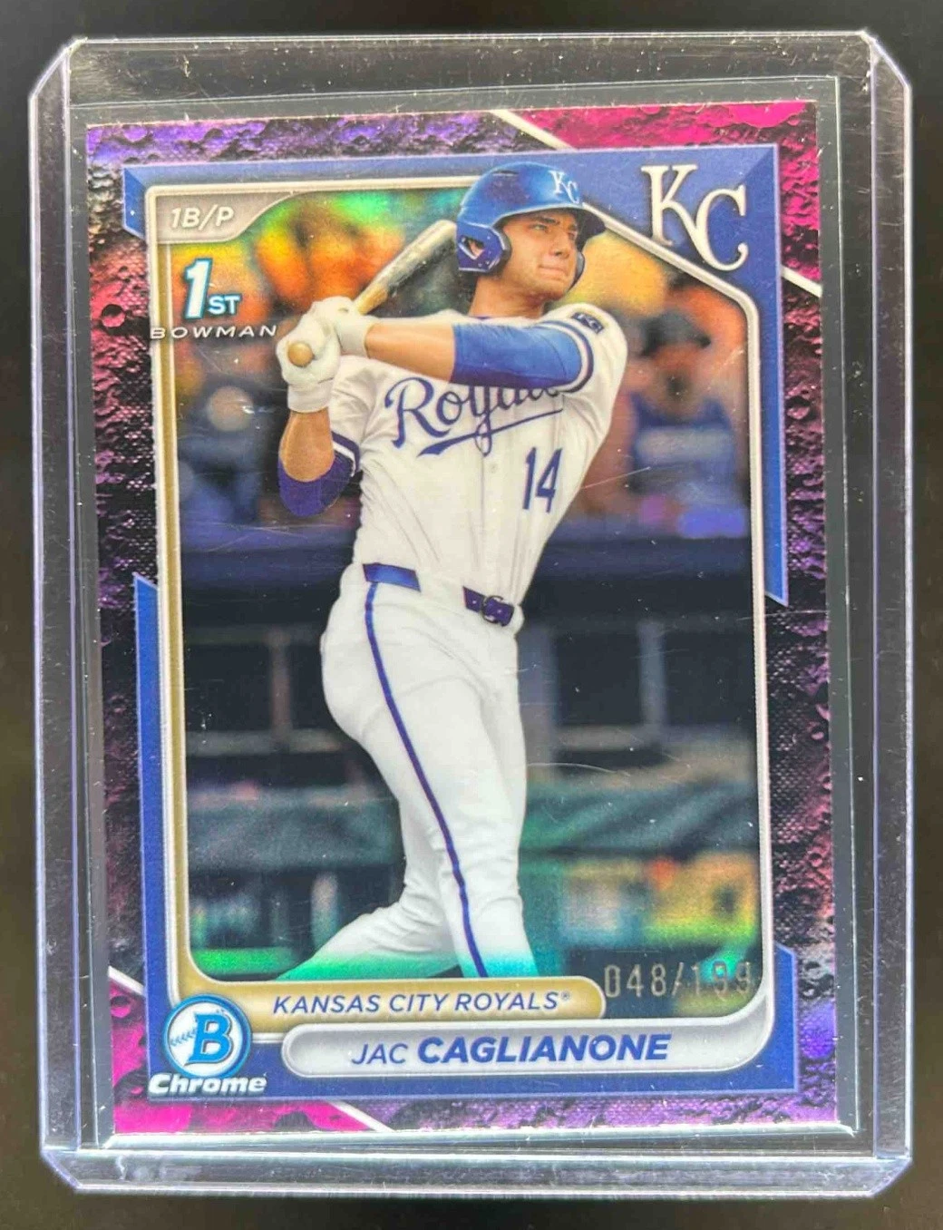 2024 Bowman Draft Jac Caglianone Chrome Fuchsia Lunar Refractor 1st #48/199