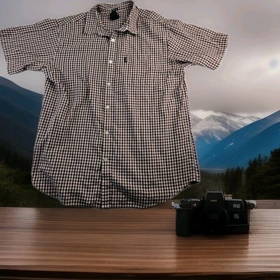 Dickies Gun Club Check Logo Short Sleeve Button Front Shirt Mens Large