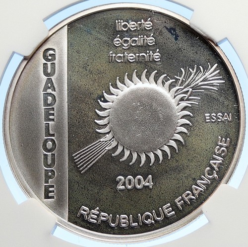 2004 FRANCE Guadeloupe Marine History Proof Silver 1 1/2 Euro Coin NGC i106292 - Picture 2 of 5