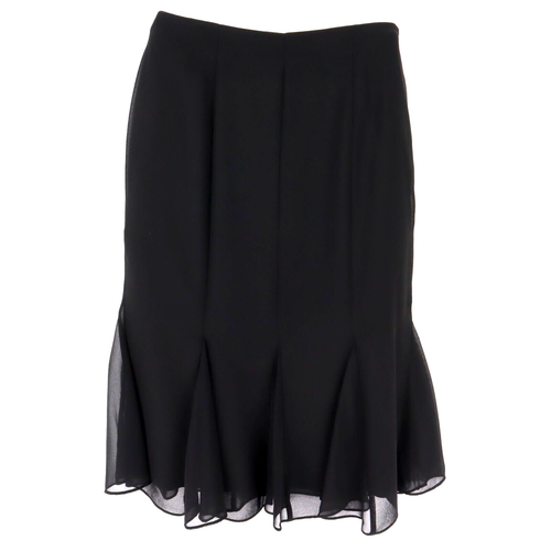 J.B.S. A-Line Midi Skirt Pleated Lined Womens Size 6 Black Polyester Zip Closure