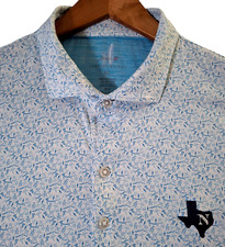 Johnnie O Geometric Polo Shirt Men's XL Blue Featherweight Performance Golf Logo