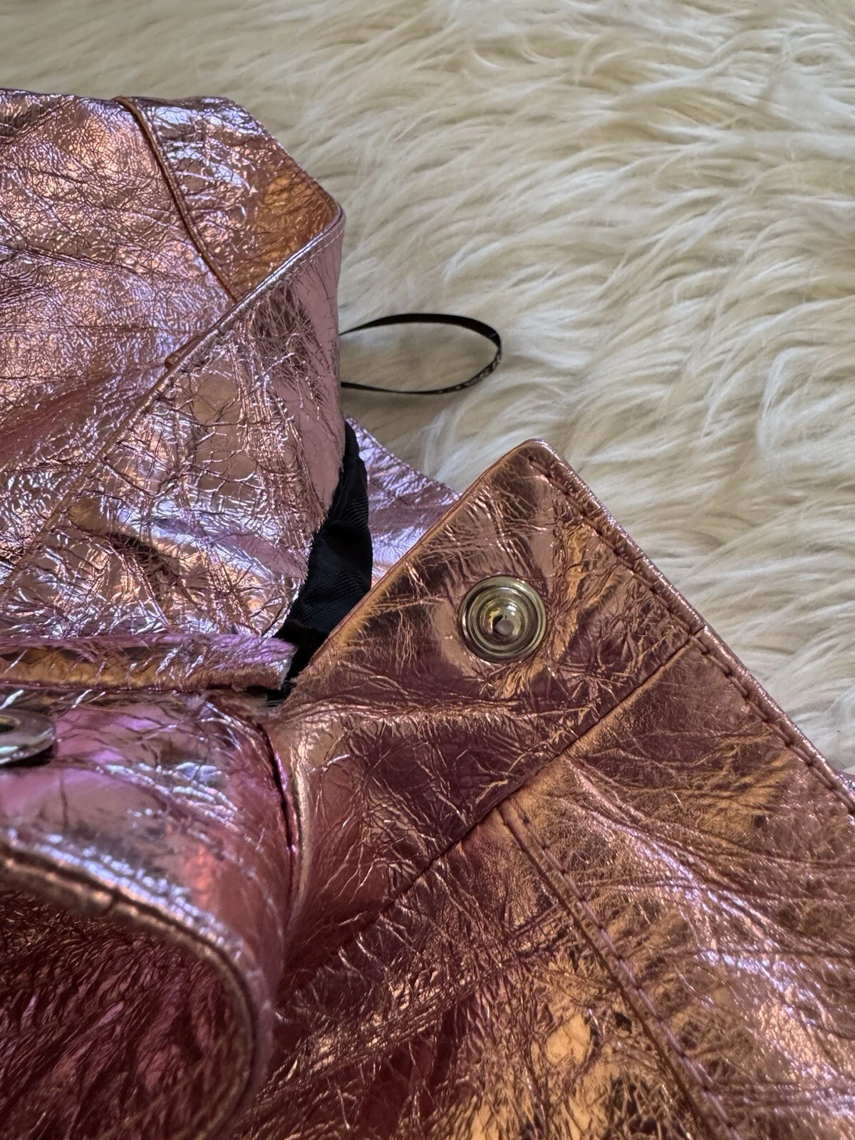 Versace x Dua Lipa New Rock Millennium Mini Abito Pelle Laminata Rosa 44