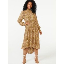 Scoop Women's Tiered Hi-Low Maxi Dress, Multi, Large (12-14)