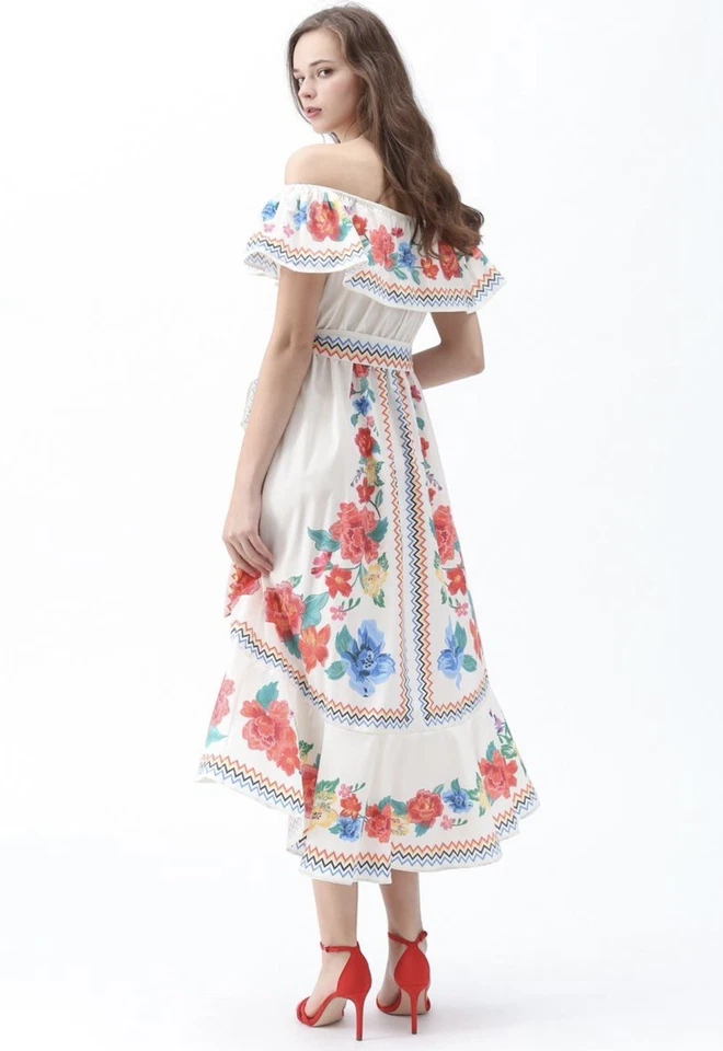 Vestido Cascada Asimétrico Floral Flying Tomatoes You’ll See Talla S Foto 4 de 4