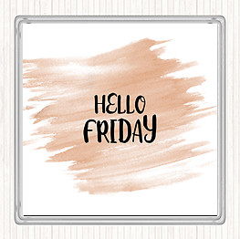 Aquarell Hello Friday Zitat Getränke Matte Untersetzer