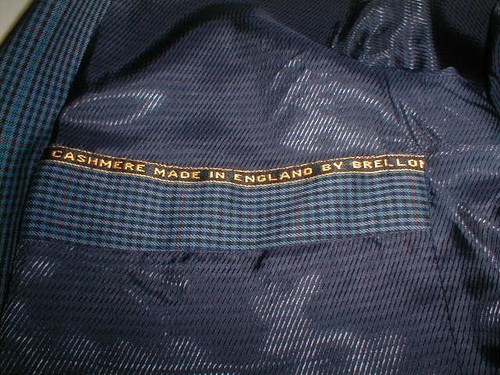 TRUSSARDI Men's Black and Blue Cashmere Blend Jacket - Large - Picture 10 of 11