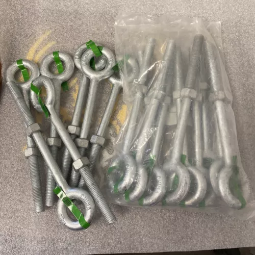 LOT OF 19 HOT DIP 24-5/8X8 GALVANIZED EYE BOLT, FORGED STEEL, 5/8" X 8"