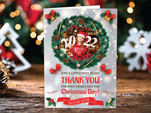 Tarjetas de agradecimiento de Navidad personalizadas, fotos notas de agradecimiento de Navidad de niños - Imagen 55 de 88