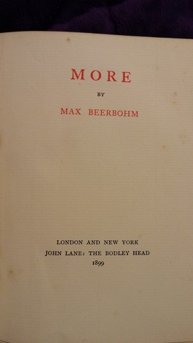 More by Max Beerbohm 1899 HC First Edition in custom clamshell box - Picture 5 of 7