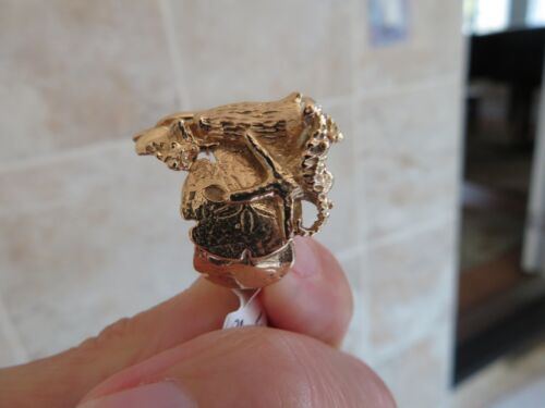 ANILLO DÓLAR DE ARENA DE ORO 14K-DELFÍN-CABALLO DE MAR-CARACOL-ESTRELLA DE MAR TALLA 7 1/4 RARO - Imagen 8 de 10