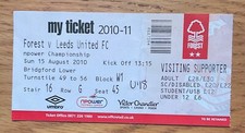Nottingham Forest v Leeds Ticket Stub 15/8/10 (2010/11) EFL NPower Championship