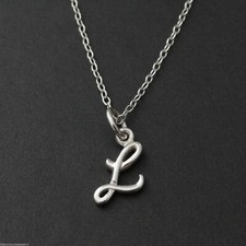 Pequeño collar inicial letra L - plata de ley 925 - nombre L letras encanto