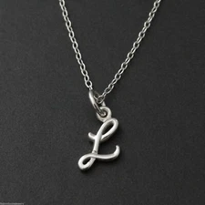 Tiny Initial Letter L Necklace - 925 Sterling Silver - Name L Letters Charm 