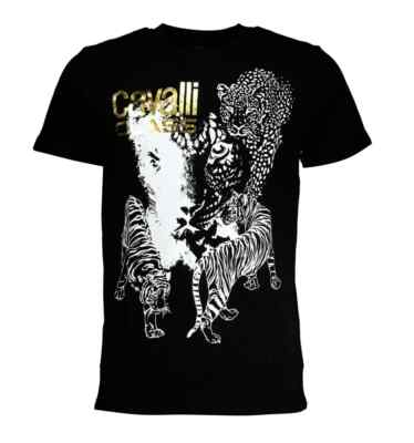 Cavalli Class T-Shirt Runder Ausschnitt 3 Farben verfügbar Löwe-Tiger-Leo M-L-XL
